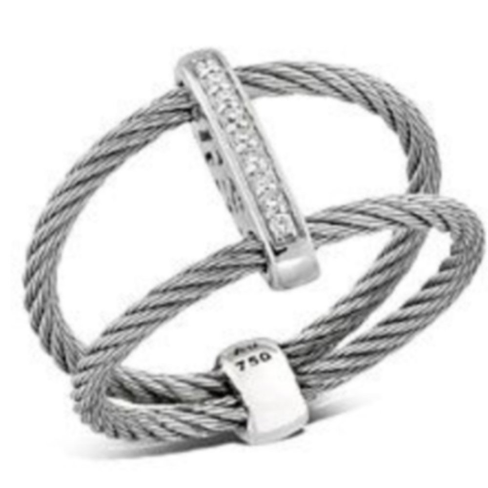 ALOR Classique Cable Ring with Diamond Stations